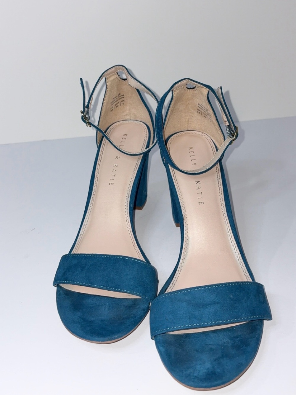 Kelly & Katie Blue Suede Ankle-Strap Block Heels Size 8.5